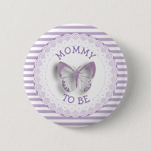 Paarse vlinder mama wordt baby shower knop ronde button 5,7 cm