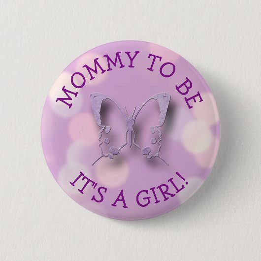 Paarse vlinder mama wordt Baby shower Ronde Button 5,7 Cm (Voorkant)