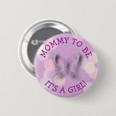 Paarse vlinder mama wordt Baby shower Ronde Button 5,7 Cm (Voorkant /achterkant)