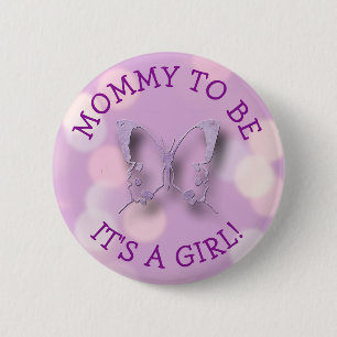 Paarse vlinder mama wordt Baby shower Ronde Button 5,7 Cm