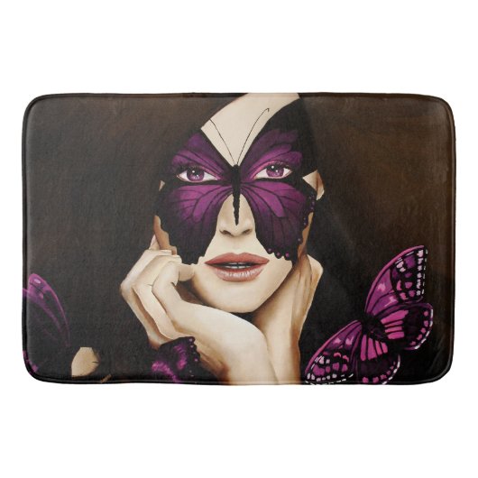 Paarse vlinder Masquerade Badmat (Voorkant)