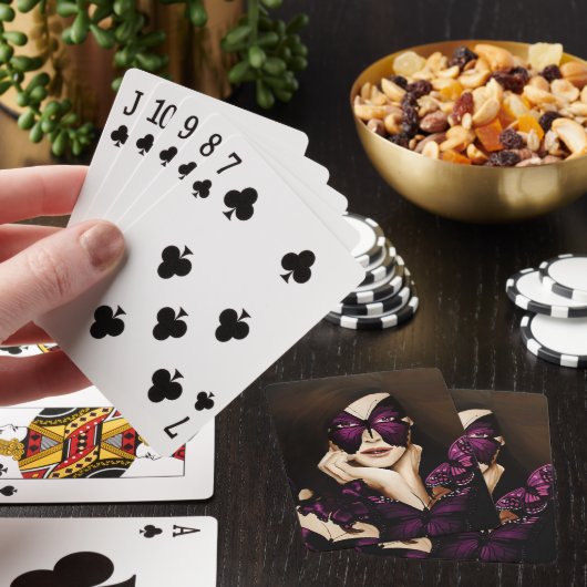 Paarse vlinder Masquerade Pokerkaarten (Insitu)