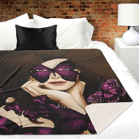 Paarse vlinder Masquerade Sherpa Deken