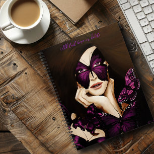 Paarse Vlinder Masquerade Vrouw Elegante Fantasie Notitieboek