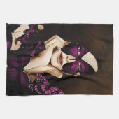 Paarse Vlinder Masquerade Vrouw Elegante Fantasie Theedoek (Horizontaal)