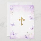 Paarse vlinder meisje 2e verjaardag doopkruis kaart (Achterkant)