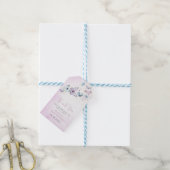 Paarse Vlinder Meisje Baby shower Cadeaulabel (Met Touw)