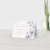 Paarse vlinder meisje Baby shower dank u kaart (Voorkant)