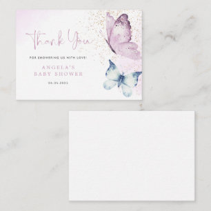 Paarse vlinder meisje Baby shower dank u kaart Notitiekaartje