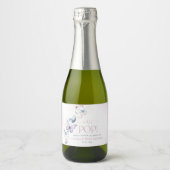 Paarse Vlinder Meisje Baby shower Sparkling Wijnetiket (Voorkant)