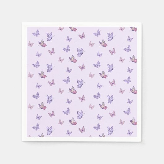 Paarse vlinder meisje verjaardag servet (Voorkant)