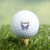 paarse vlinder met aangepaste naam dames golfballen (Insitu Shirt)