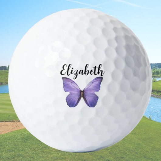 paarse vlinder met aangepaste naam dames golfballen