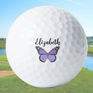 paarse vlinder met aangepaste naam dames golfballen