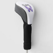 paarse vlinder met aangepaste naam dames golfheadcover (Schuin)