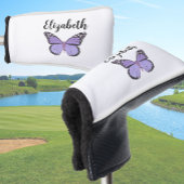  paarse vlinder met aangepaste naam dames golfheadcover