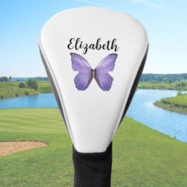  paarse vlinder met aangepaste naam dames golfheadcover