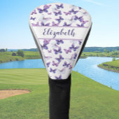  paarse vlinder met aangepaste naam dames golfheadcover
