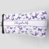 paarse vlinder met aangepaste naam dames golfheadcover (Voorkant)