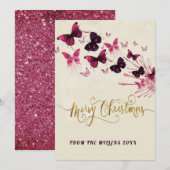 Paarse vlinder met kerst feestdagenkaart (Voorkant / Achterkant)