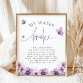 Paarse vlinder mijn water gebroken Baby shower spe Poster