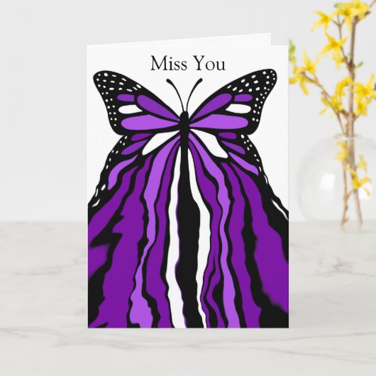  Paarse vlinder | Miss U Kaart (Gele Bloem)