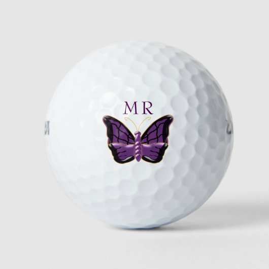 Paarse vlinder monogrammed golfballen (Voorkant)