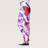  Paarse vlinder & motschilderij Leggings (Links)