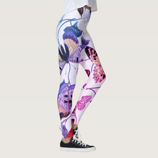  Paarse vlinder & motschilderij Leggings (Rechts)