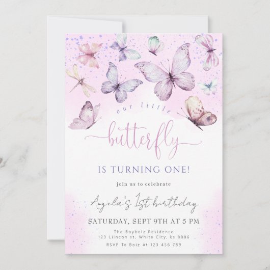 Paarse Vlinder Ons Kleine Vlinder Baby shower Kaart (Voorkant)