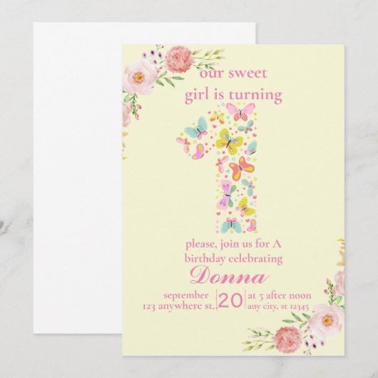 Paarse vlinder onze kleine vlinder kaart (Voorkant / Achterkant)