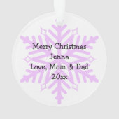 Paarse vlinder op een sneeuwvlok kerst ornament (achterkant)