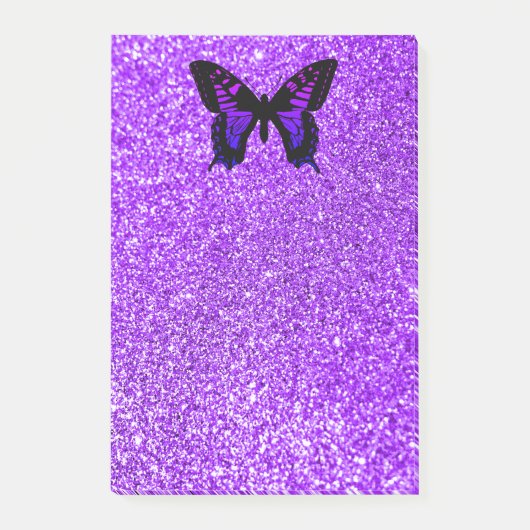 Paarse vlinder op Glitter Post-it® Notes (Voorkant)