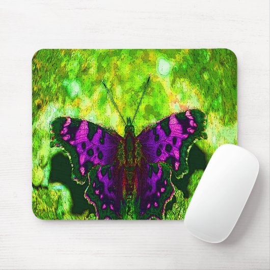 Paarse vlinder op Linggroene leien Muismat (Met muis)