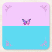  Paarse Vlinder op Pastels Papier Onderzetter (Voorkant)