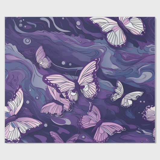 Paarse vlinder op water cadeaupapier (Vlak)