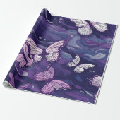 Paarse vlinder op water cadeaupapier (Uitgerold)