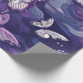 Paarse vlinder op water cadeaupapier (Hoek)
