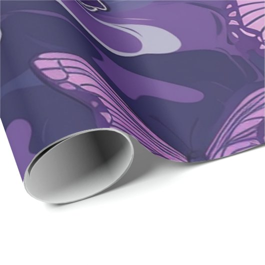 Paarse vlinder op water cadeaupapier (Rol Hoek)