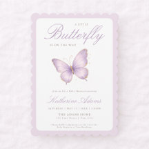 Paarse Vlinder Op Weg Coquette Baby Shower