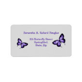 Paarse vlinder op zilveren achtergrond Label (Voorkant)