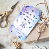 Paarse vlinder oren verjaardagsfeestje cadeaulabel