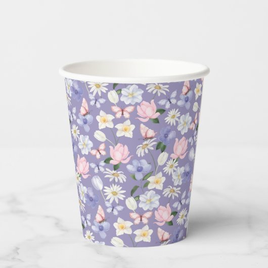 Paarse vlinder papieren bekers (Achterkant)