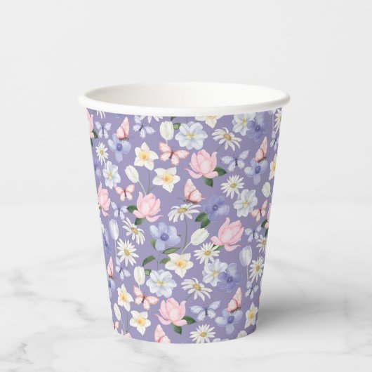 Paarse vlinder papieren bekers (Voorkant)