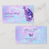 paarse vlinder pareltjes faux pastel glitter visitekaartje (Voorkant / Achterkant)
