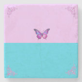  Paarse Vlinder Pastels Stone Onderzetter (Voorkant)