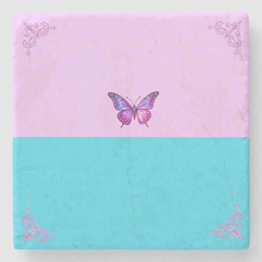 Paarse Vlinder Pastels Stone Onderzetter (Voorkant)