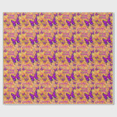 Paarse Vlinder Personaliseer Naam Leeftijd Roll of Cadeaupapier (Vlak)