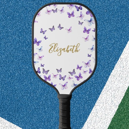 Paarse Vlinder Pickleball Paddle Aangepaste Naam