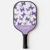 Paarse vlinder pickleball-paddle met eigen naam pickleball paddle (Voorkant)